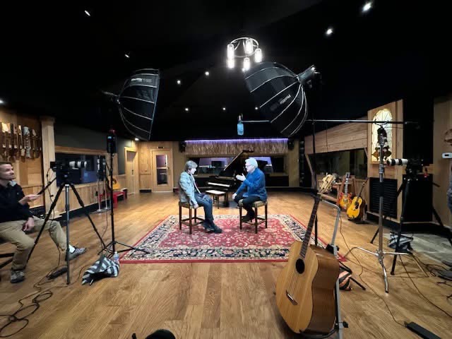 Ricky Skaggs and Jonathan Cain of Rock band Journey meet at Skaggs Place Studio